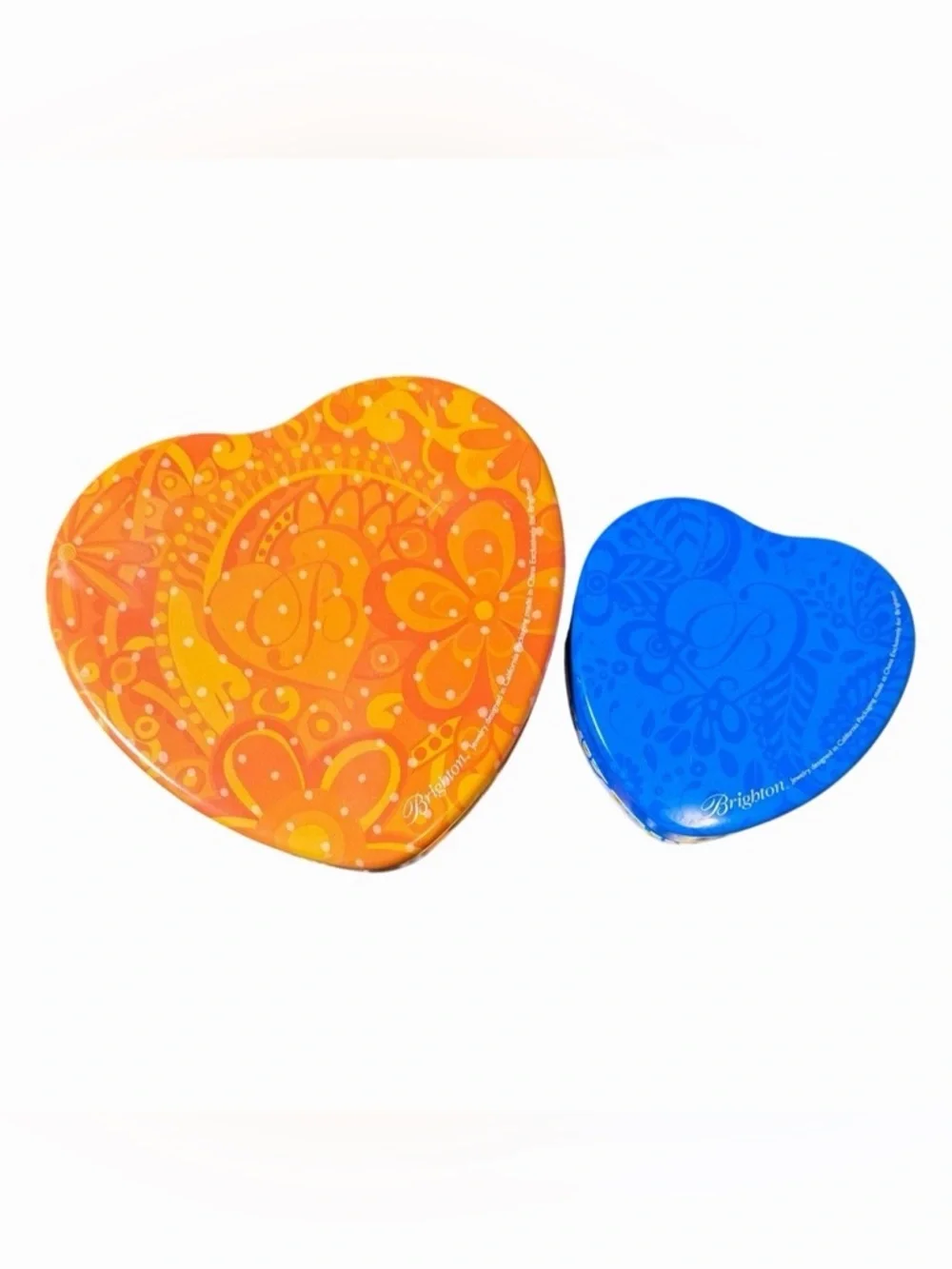 Brighton Collectable Heart Shaped Tin Trinket Jewelry Box Lot of 2